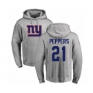 Football New York Giants #21 Jabrill Peppers Ash Name & Number Logo Pullover Hoodie