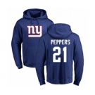 Football New York Giants #21 Jabrill Peppers Royal Blue Name & Number Logo Pullover Hoodie