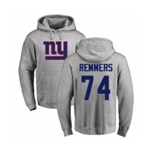 Football New York Giants #74 Mike Remmers Ash Name & Number Logo Pullover Hoodie