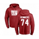 Football New York Giants #74 Mike Remmers Red Name & Number Logo Pullover Hoodie