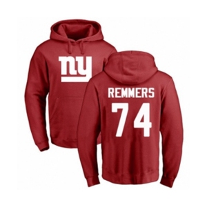 Football New York Giants #74 Mike Remmers Red Name & Number Logo Pullover Hoodie