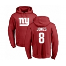 Football New York Giants #8 Daniel Jones Red Name & Number Logo Pullover Hoodie