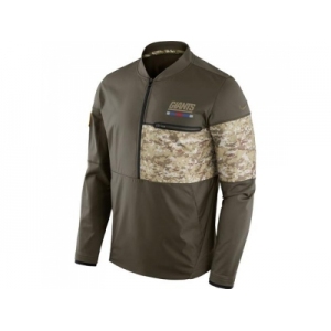 Men New York Giants Nike Olive Salute to Service Sideline Hybrid Half-Zip Pullover Jacket