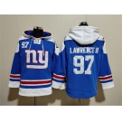 Men's New York Giants #97 Dexter Lawrence II Blue Ageless Must-Have Lace-Up Pullover Hoodie