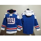 Men's New York Giants Blank Blue Lace-Up Pullover Hoodie