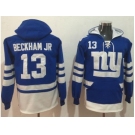 Nike New York Giants #13 Odell Beckham Jr Royal Blue White Name & Number Pullover NFL Hoodie