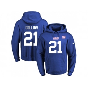 Nike New York Giants #21 Landon Collins Royal Blue Name & Number Pullover NFL Hoodie