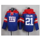 Nike New York Giants #21 Landon Collins Royal Blue Player Pullover NFL Hoodie