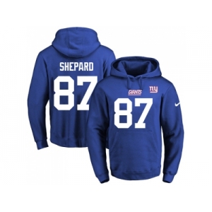 Nike New York Giants #87 Sterling Shepard Royal Blue Name & Number Pullover NFL Hoodie