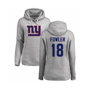 Football Women's New York Giants #18 Bennie Fowler Ash Name & Number Logo Pullover Hoodie
