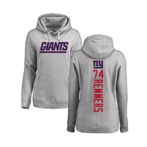 Football Women's New York Giants #74 Mike Remmers Ash Backer Pullover Hoodie