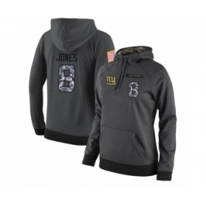 Football Women's New York Giants #8 Daniel Jones Stitched Black Anthracite Salute to Service Player Performance Hoodie