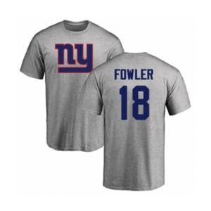 Football New York Giants #18 Bennie Fowler Ash Name & Number Logo T-Shirt