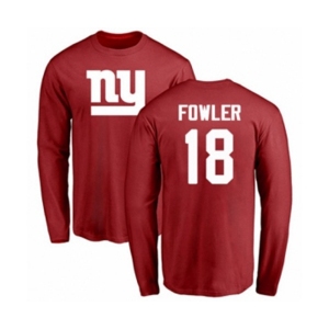 Football New York Giants #18 Bennie Fowler Red Name & Number Logo Long Sleeve T-Shirt