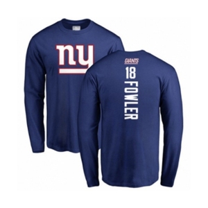 Football New York Giants #18 Bennie Fowler Royal Blue Backer Long Sleeve T-Shirt