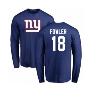 Football New York Giants #18 Bennie Fowler Royal Blue Name & Number Logo Long Sleeve T-Shirt