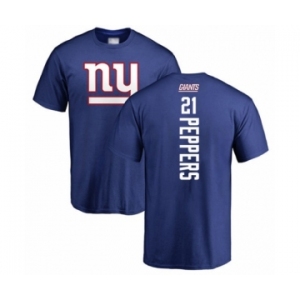 Football New York Giants #21 Jabrill Peppers Royal Blue Backer T-Shirt