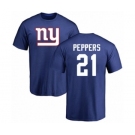 Football New York Giants #21 Jabrill Peppers Royal Blue Name & Number Logo T-Shirt