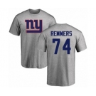 Football New York Giants #74 Mike Remmers Ash Name & Number Logo T-Shirt