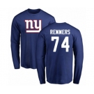 Football New York Giants #74 Mike Remmers Royal Blue Name & Number Logo Long Sleeve T-Shirt