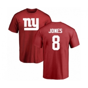Football New York Giants #8 Daniel Jones Red Name & Number Logo T-Shirt