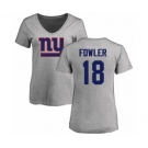 Football Women's New York Giants #18 Bennie Fowler Ash Name & Number Logo T-Shirt