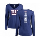 Football Women's New York Giants #18 Bennie Fowler Royal Blue Backer Long Sleeve T-Shirt