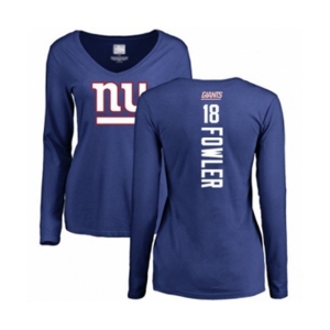 Football Women's New York Giants #18 Bennie Fowler Royal Blue Backer Long Sleeve T-Shirt
