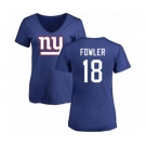 Football Women's New York Giants #18 Bennie Fowler Royal Blue Name & Number Logo T-Shirt