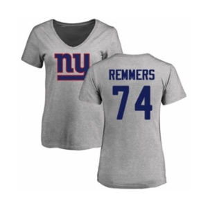 Football Women's New York Giants #74 Mike Remmers Ash Name & Number Logo T-Shirt