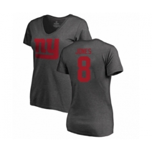 Football Women's New York Giants #8 Daniel Jones Ash One Color T-Shirt