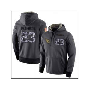 Men Arizona Cardinals #23 Adrian Peterson Stitched Black Anthracite Salute to Service Player Performance Hoodie