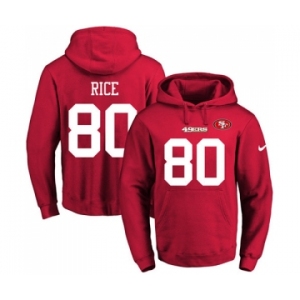 Football Men's San Francisco 49ers #80 Jerry Rice Red Name & Number Pullover Hoodie