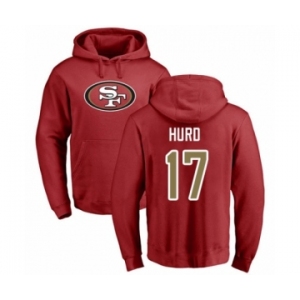 Football San Francisco 49ers #17 Jalen Hurd Red Name & Number Logo Pullover Hoodie