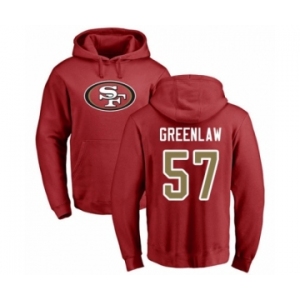 Football San Francisco 49ers #57 Dre Greenlaw Red Name & Number Logo Pullover Hoodie