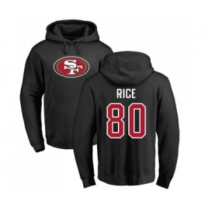 Football San Francisco 49ers #80 Jerry Rice Black Name & Number Logo Pullover Hoodie