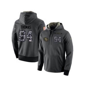 Men San Francisco 49ers #94 Solomon Thomas Stitched Black Anthracite Salute to Service Player Performance Hoodie