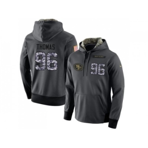 Men San Francisco 49ers #96 Solomon Thomas Stitched Black Anthracite Salute to Service Player Performance Hoodie