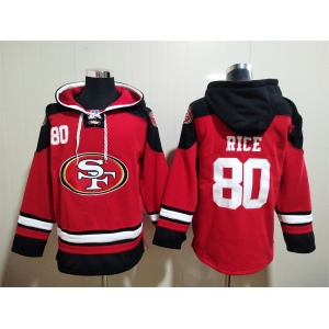 Men's San Francisco 49ers #80 Jerry Rice Red Team Color New NFL Hoodie