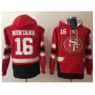 Nike San Francisco 49ers #16 Joe Montana Red Black Name & Number Pullover NFL Hoodie