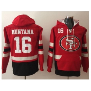 Nike San Francisco 49ers #16 Joe Montana Red Black Name & Number Pullover NFL Hoodie