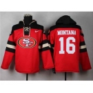nike nfl jerseys san francisco 49ers #16 joe montana black-red[pullover hooded sweatshirt]