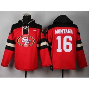 nike nfl jerseys san francisco 49ers #16 joe montana black-red[pullover hooded sweatshirt]