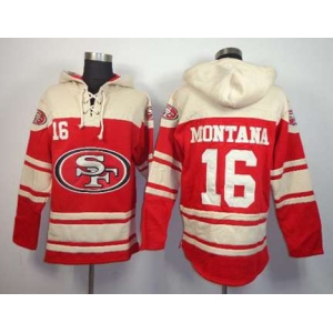 nike nfl jerseys san francisco 49ers #16 joe montana red-cream[pullover hooded sweatshirt]