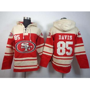 nike nfl jerseys san francisco 49ers #85 vernon davis red-cream[pullover hooded sweatshirt]