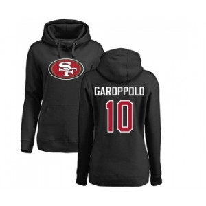 Football Women's San Francisco 49ers #10 Jimmy Garoppolo Black Name & Number Logo Pullover Hoodie