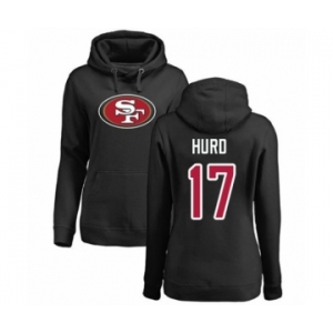 Football Women's San Francisco 49ers #17 Jalen Hurd Black Name & Number Logo Pullover Hoodie