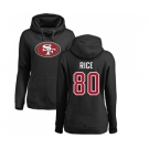 Football Women's San Francisco 49ers #80 Jerry Rice Black Name & Number Logo Pullover Hoodie