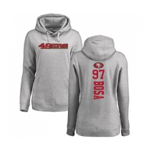 Football Women's San Francisco 49ers #97 Nick Bosa Ash Backer Pullover Hoodie