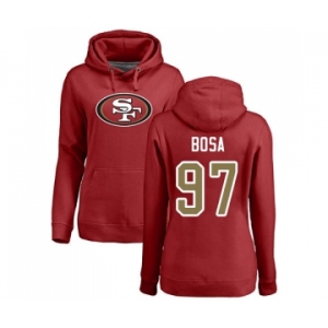 Football Women's San Francisco 49ers #97 Nick Bosa Red Name & Number Logo Pullover Hoodie